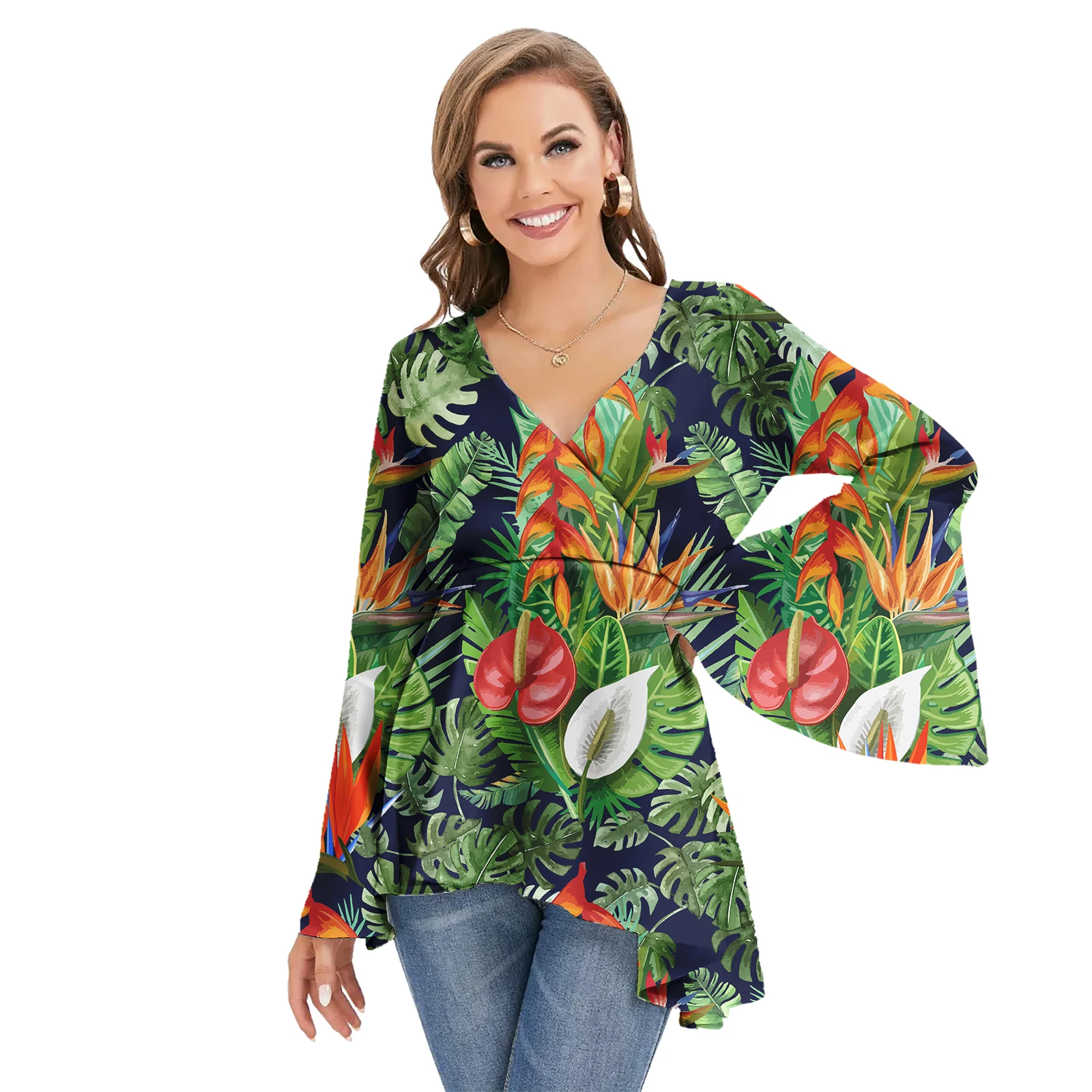 Clothes Women Style American Samoa Polynesian Tribal Pattern Casual Shirts Loose Classic Tops Floral Chiffon Blouses