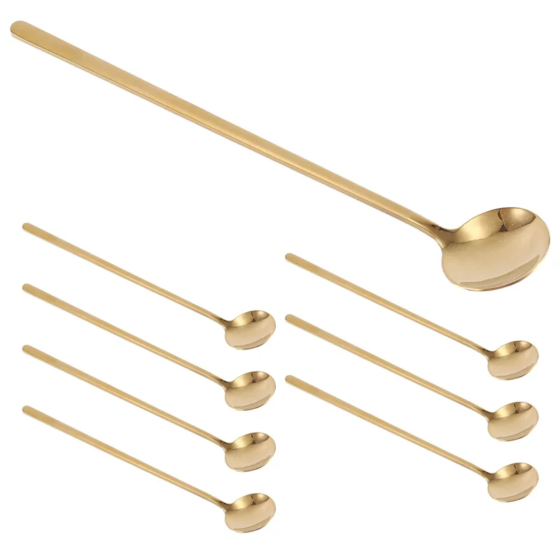 

N04R 8PCS 6.7 Inches Coffee Spoons, Stirring Spoons, Tea Spoons Long Handle, Gold Teaspoons, Gold Spoons, Ice Tea Spoons