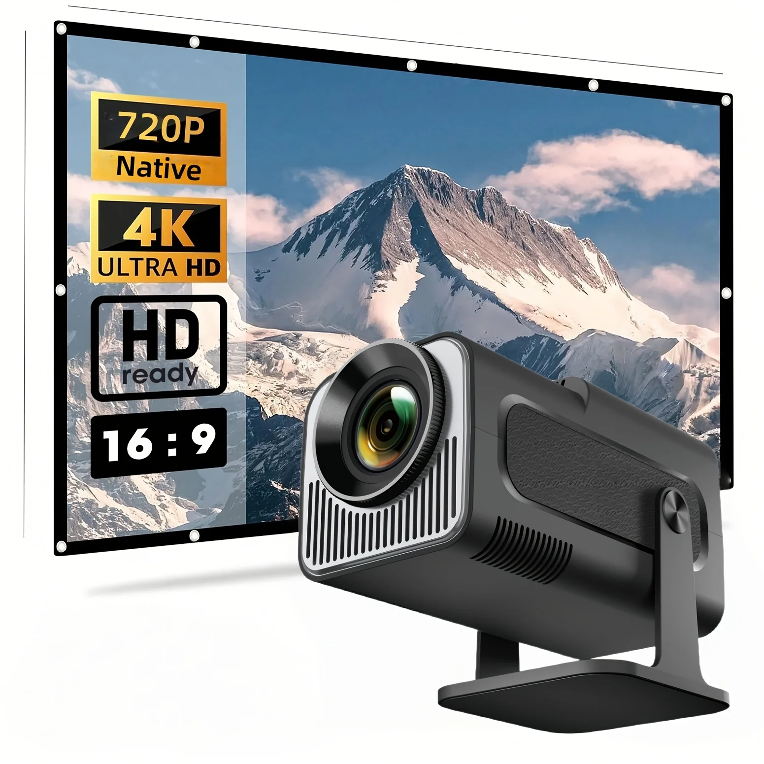 

Компактный HD-мини-проектор HY320MINI — поддерживает 4K/720P, идеально подходит для дома/идеальный подарок на Рождество/Хэллоуин, для семей, геймеров.