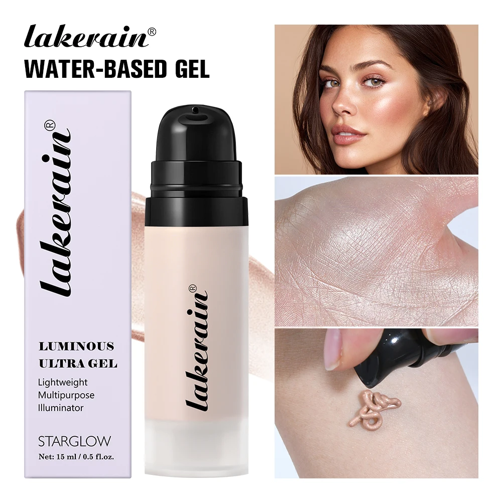Lakerain destaque fundação glowy super gel leve orvalhado iluminador multiuso primer facial nutritivo não pegajoso primer