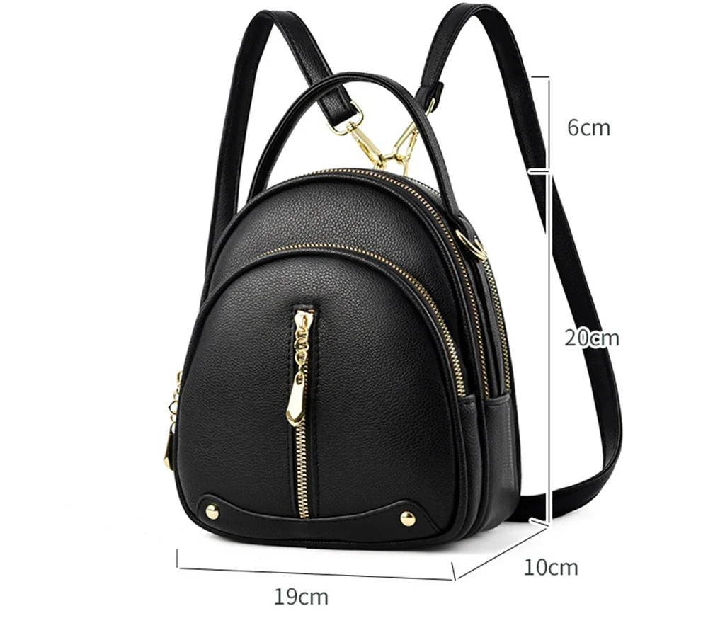 Small Backpack for Women PU Leather Mini Backpacks Casual Lightweight Mini Daypack for Girls Travel Shoulder Bag Ladies Handbags