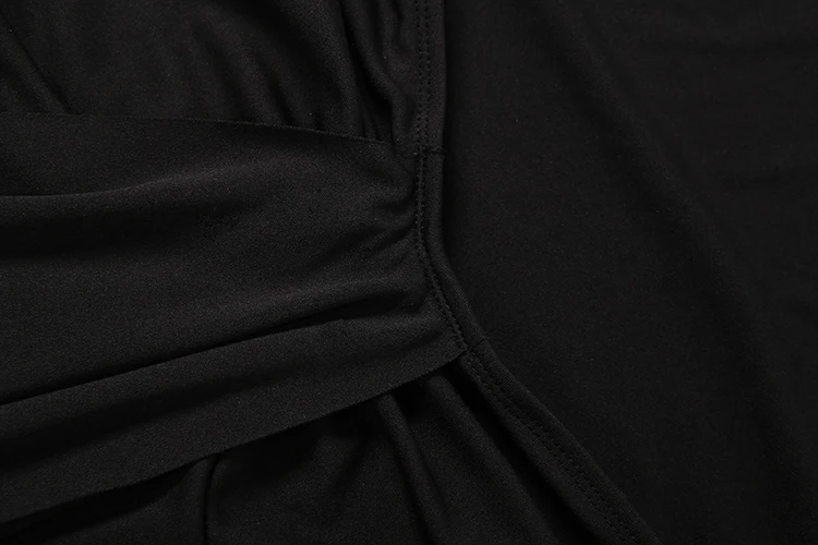 Weird Puss Sexy Rückenfreies Kleid Damenmode Klassisches Gerafftes Neckholder-Rollkragenkleid mit Perlen-Patchwork und Band, Trendiges Party-Club-Bodycon-Kleid – Detail 8