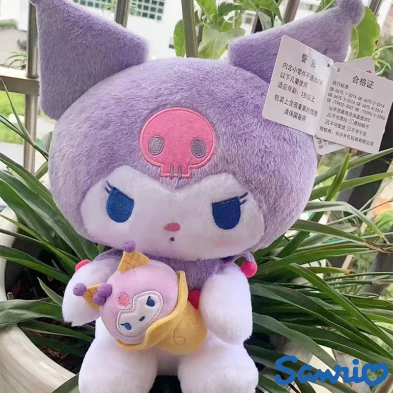 Sanrio Kuromi – poupée en peluche de dessin animé, 30cm, oreiller doux, jouet, ornements de chambre, cadeau d'anniversaire et de noël pour enfants