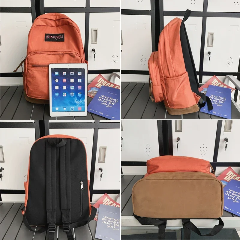Sac à Dos Vintage en Nylon Imperméable de Grande Capacité pour Homme et Femme, Cartable Preppy de Voyage pour Adolescent Garçon et Fille