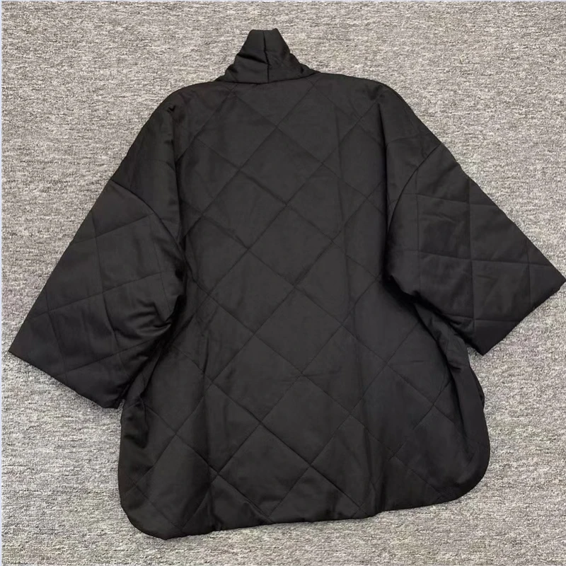 24 year new Nordic TT loose diamond grid simple casual cotton padded quilted cotton jacket