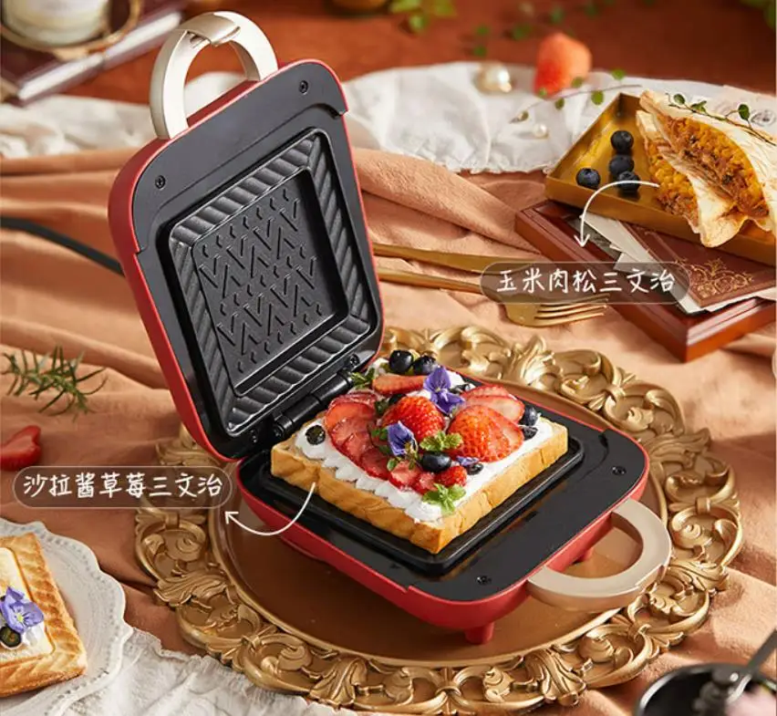 Máquina de café da manhã, Panela elétrica em casa, Aquecimento de pão, Torradeira, Morango, Vermelho, Fogão DIY, SMZ-B05N1S, 230V