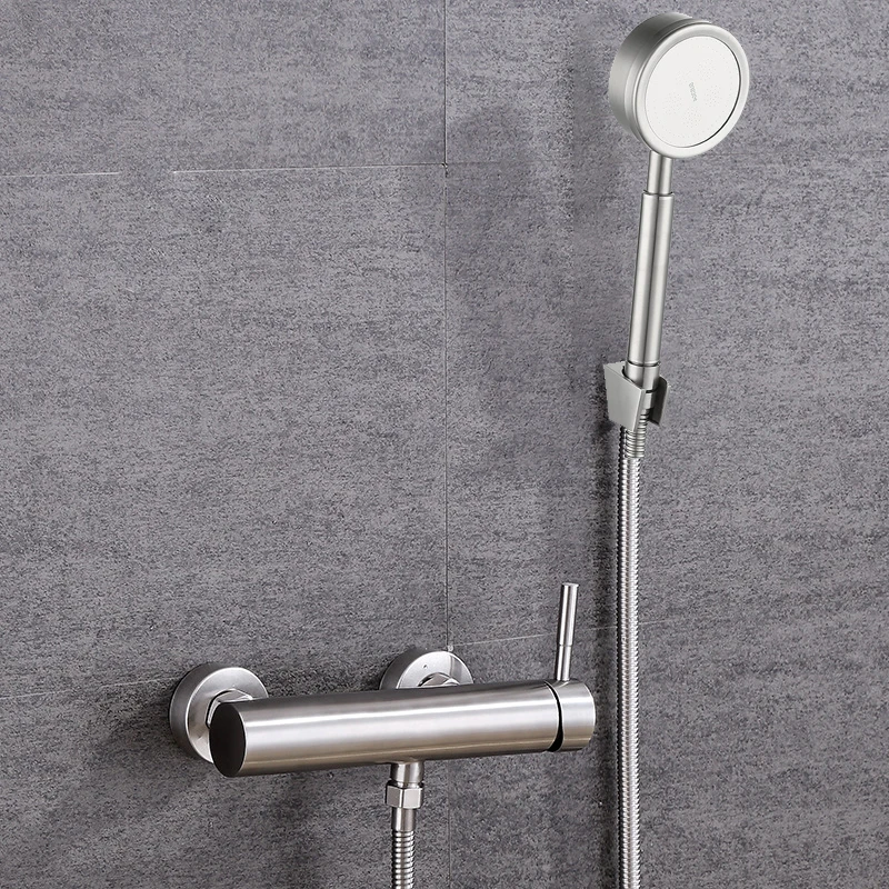 

Stainless Steel Shower Faucet Bathroom Hot Cold Mixer Crane Tap Accessories Bathtub Hand Sprayer Wall Mounted Triple Tub Faucet
