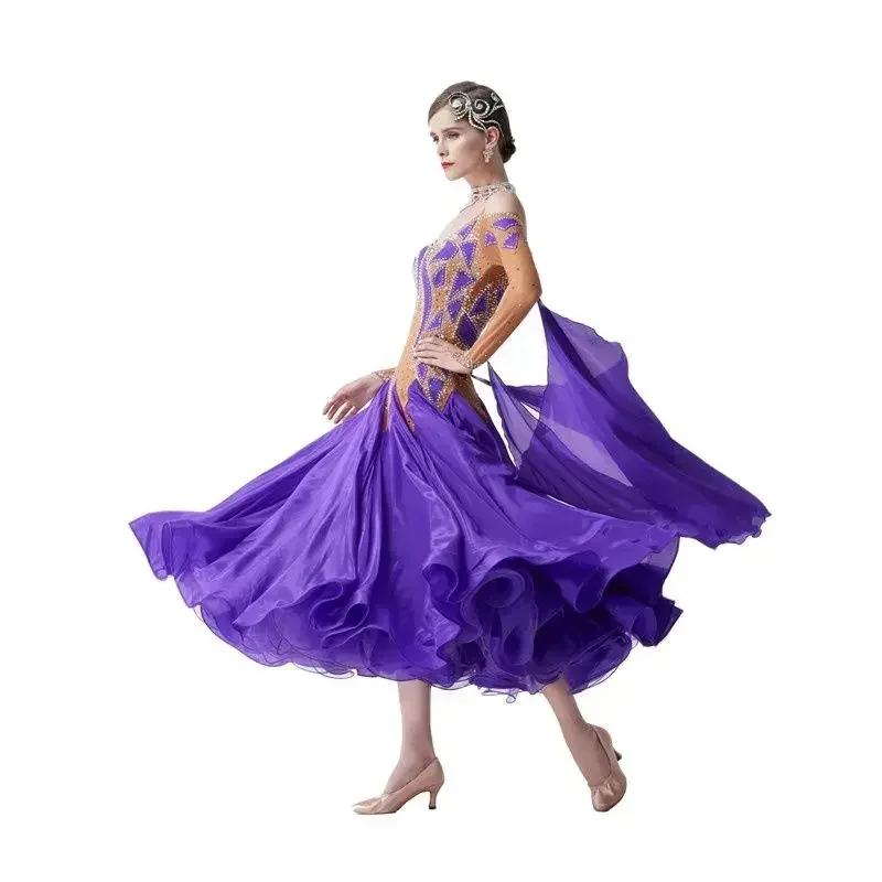 Vestido De Festas Elegante Purple New National Standard Ballroom Party Dress High Quality Dance Competition Performance