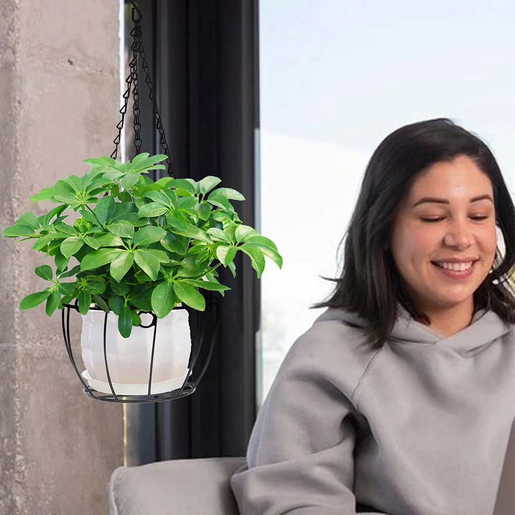 

2Sets Sturdy Metal Hanging Planter Basket Iron Flower Pot Holder Balcony Garden Patio Decorative Outdoor Space Saving