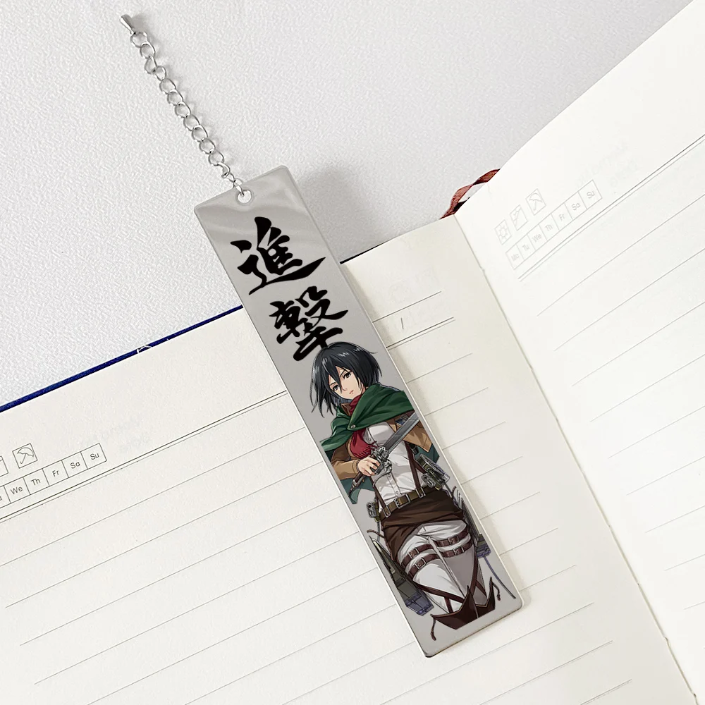 Anime Attack on Titan Eren Jaeger Levi Ackerman Cosplay Metal Bookmark Pendant Widget Stainless Steel Decoration MascotXmas Gift