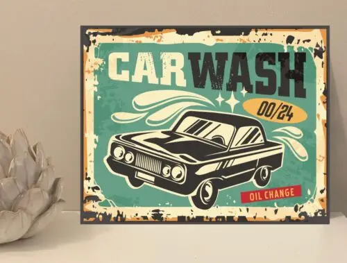 Car Wash Rustic Retro Metal Plaque Sign Gift House Novelty (mt106)-Aluminum