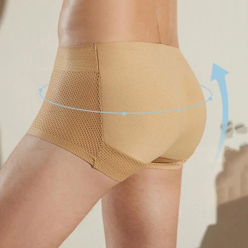 Men Underpants Men Boxers Briefs Breathable Hollow Out Men's Boxers High Elasticity Thick Fake Butt Lift See-through Design