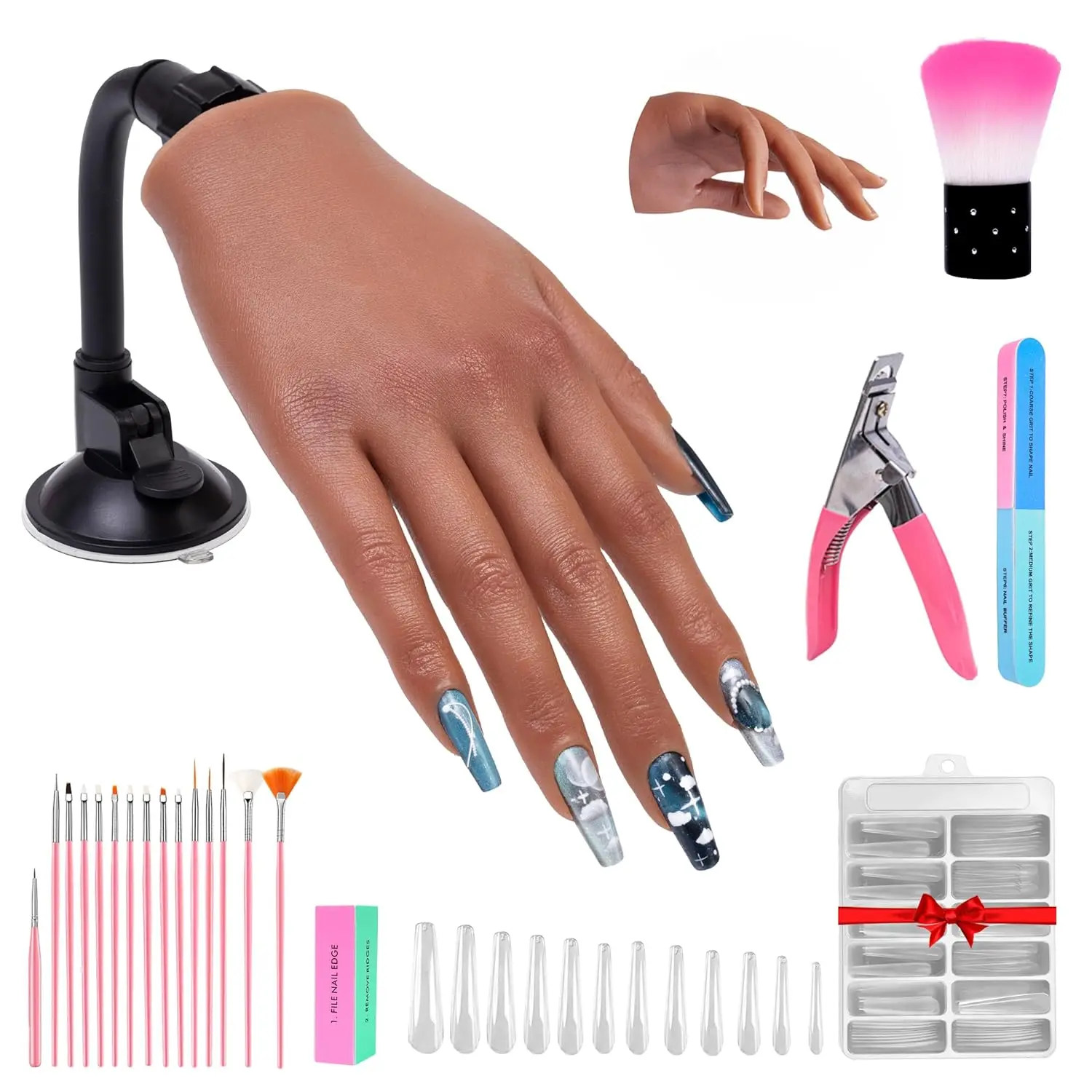 

Тренировочная рука-манекен для акриловых ногтей с гибкими пальцами, реалистичная силиконовая модель для обучения нейл-арту, гель-лака