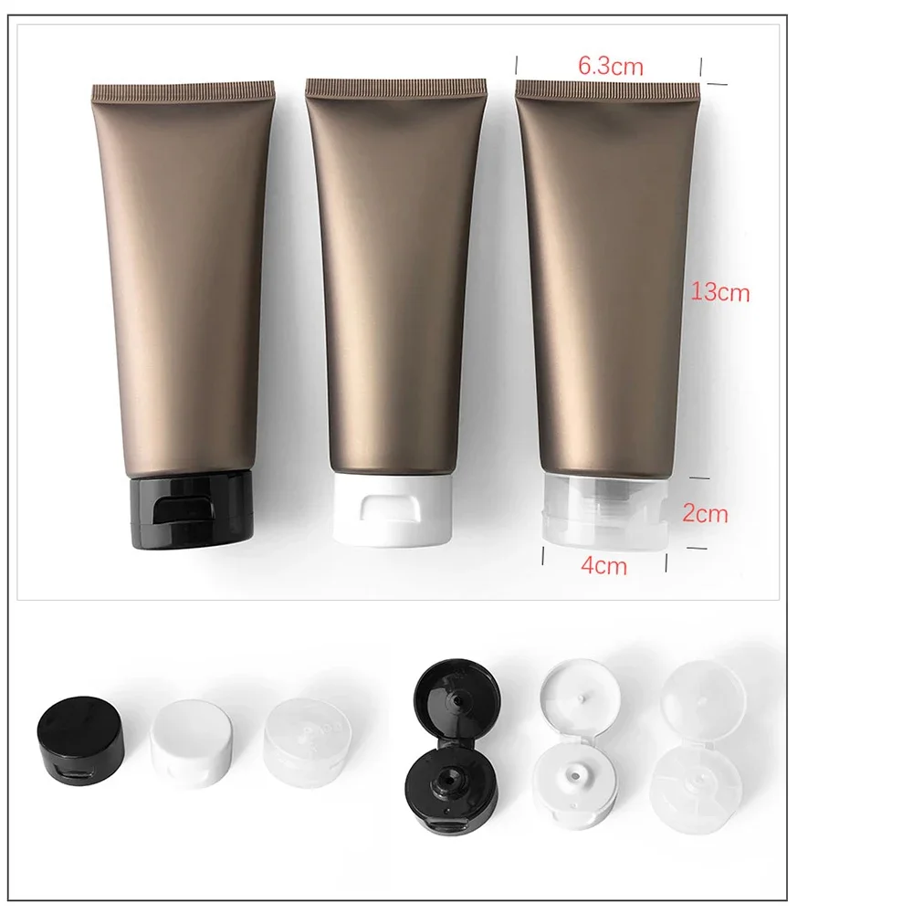 100g Frosted Gold Brown Plastic Soft Tube 100ml Facial Lotion Cream Refillable Squeeze Bottle Empty Cosmetic Container