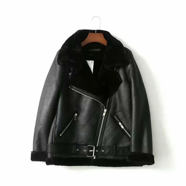 2021 Winter Coats Women Thick Faux Leather Fur Sheepskin Coat Female Fur Leather Jacket Aviator Jacket Casaco Feminino