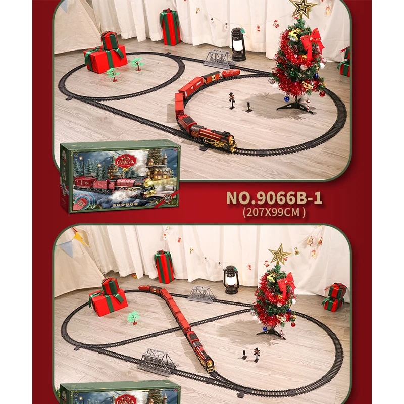 Christmas Series Classical Remote Control Small Train Tracks Electric Steam Track Train Model Lights Children\'s Holiday Gifts