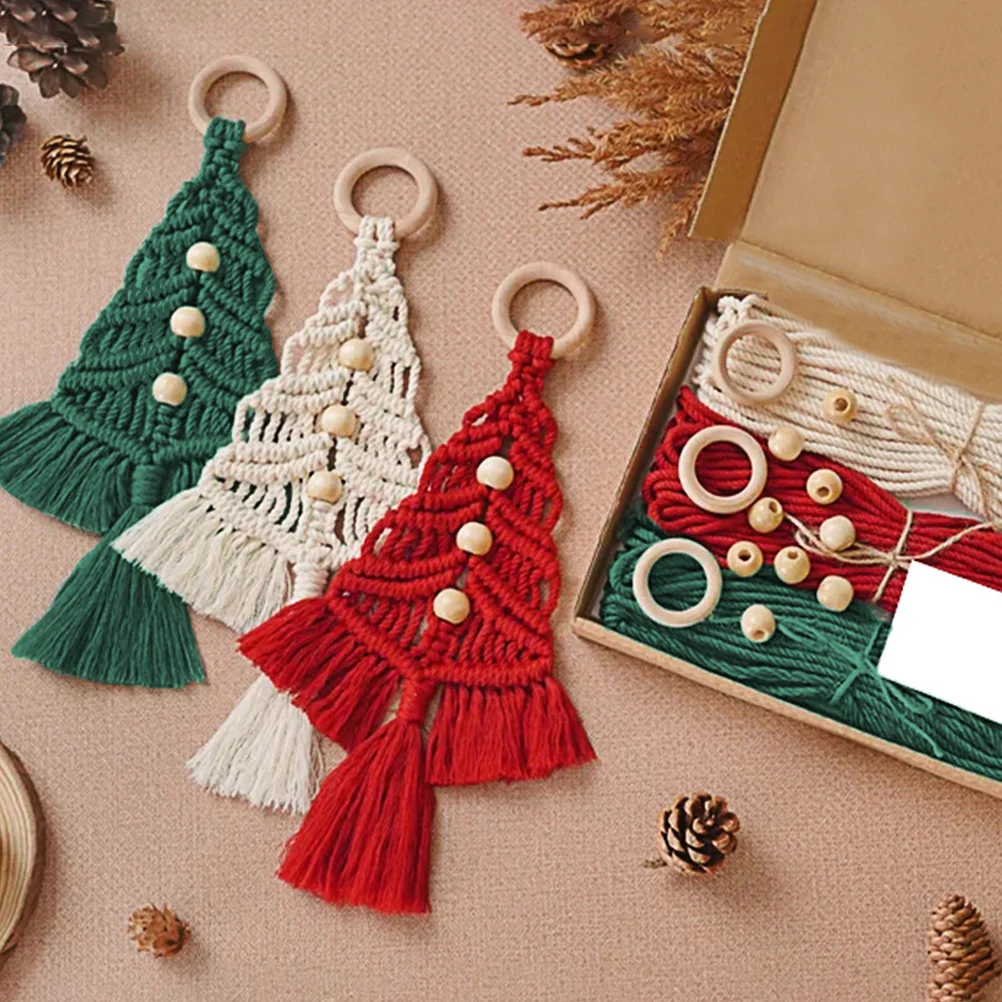 

1Set Macrame Cotton Cord Kit DIY Tapestry Ornament Boho Style Wall Hanger Craft Set for Home Garden Christmas Decor