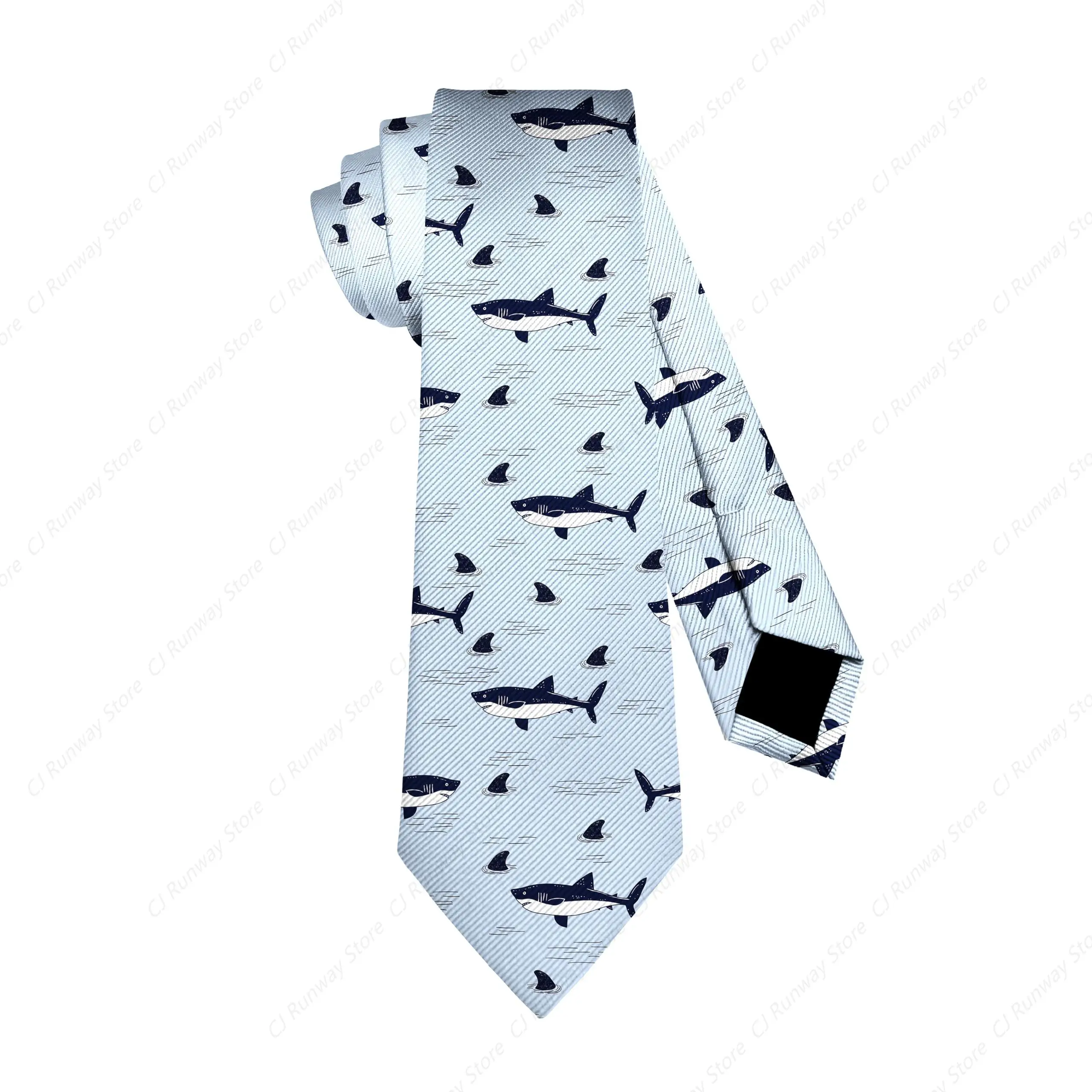 Navy Blue Gold Stars Men Tie Men's Necktie Casual Gift for Boys Teens Daily Graduation Birthday Party Deep-sea whale shark Ties