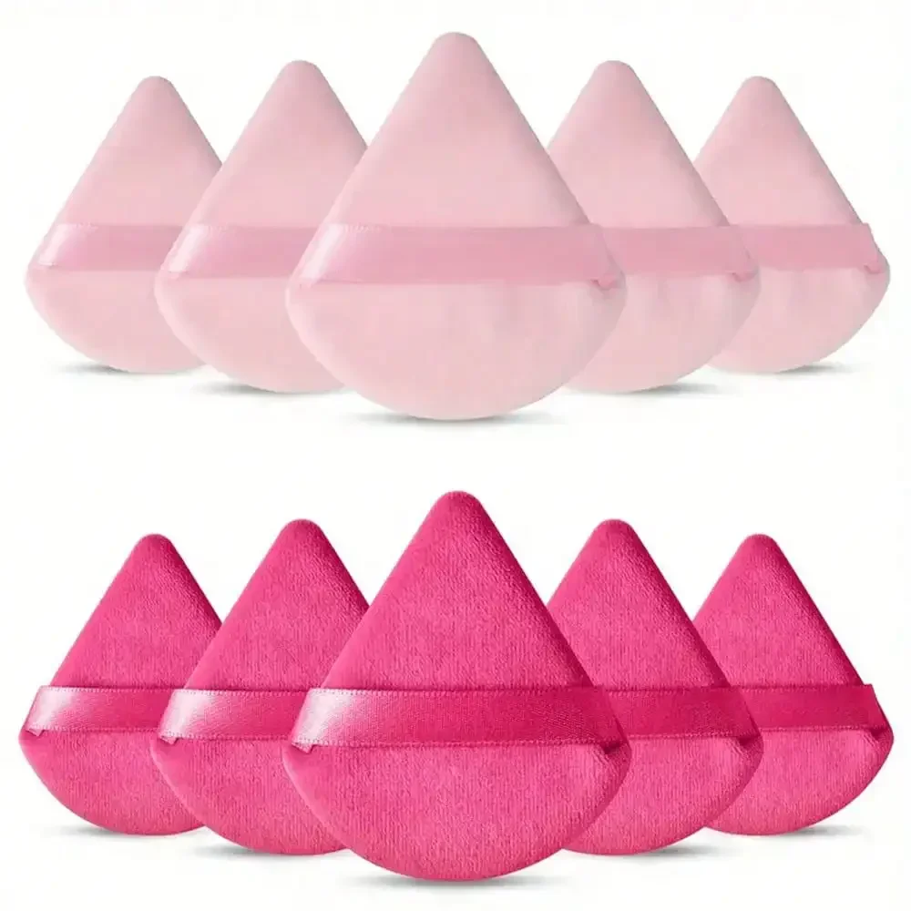 10 Stück dreieckige Samt-Puderquaste, Pizza-Form, Mini-Gesichts-Make-up-Schwamm, Kosmetik, waschbar, leichtes Make-up-Werkzeug – Detail 14