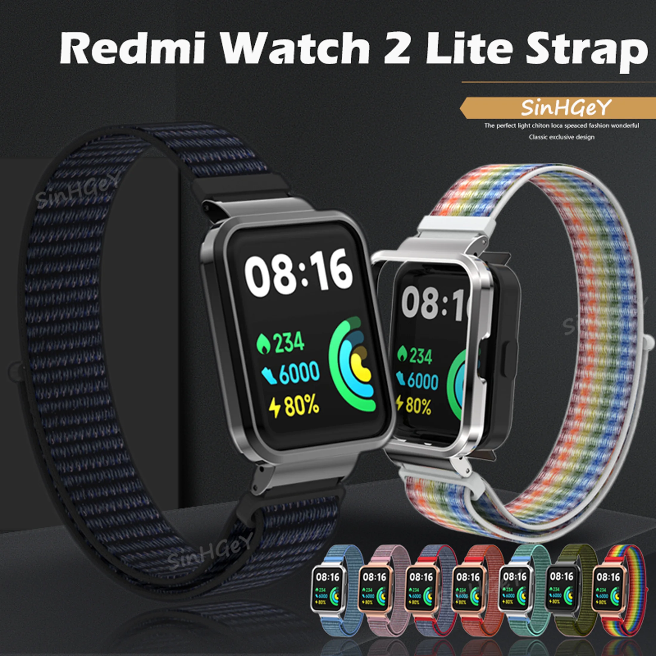 SinHGeY Fabric For Redmi Watch 2 Lite Strap Nylon Velcro Replacement Wristband