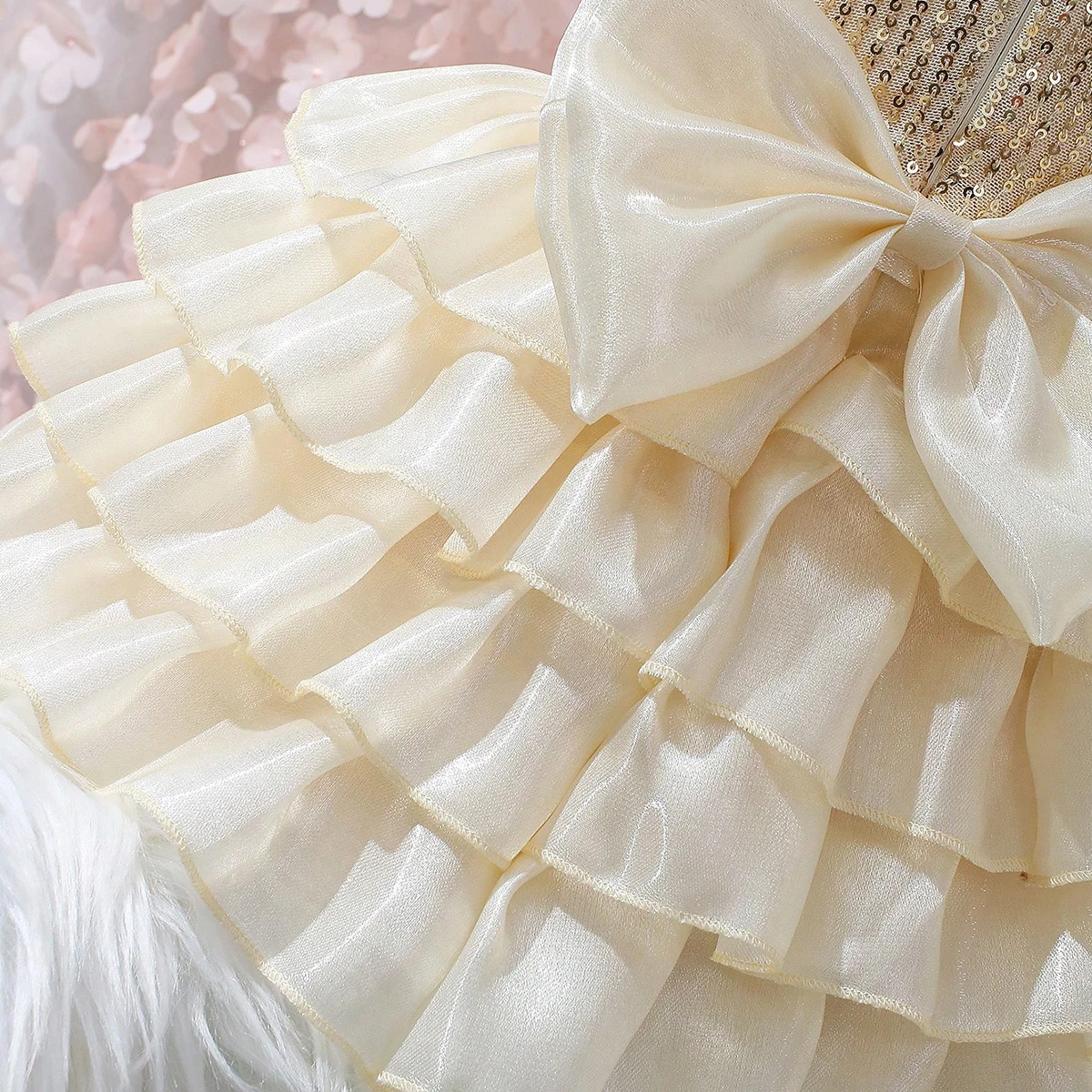 فستان حفلات للفتيات حديثي الولادة من Ylsteed لالتقاط الصور فستان توتو لامع مع عصابة رأس على شكل زهور وردية للتصوير الفوتوغرافي للفتيات الصغيرات O #6