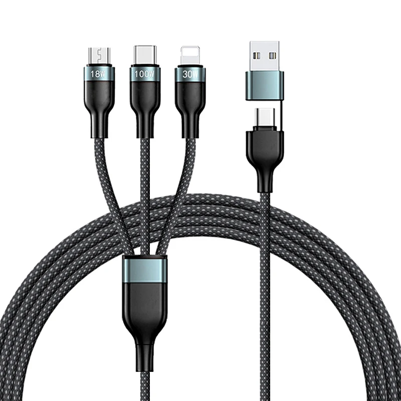 Кабель 2 в 1 100 Вт и сверхбыстрый зарядный кабель C от одного до два подходит для зарядного кабеля мобильного телефона iphone 6-17 PD30W 5A.