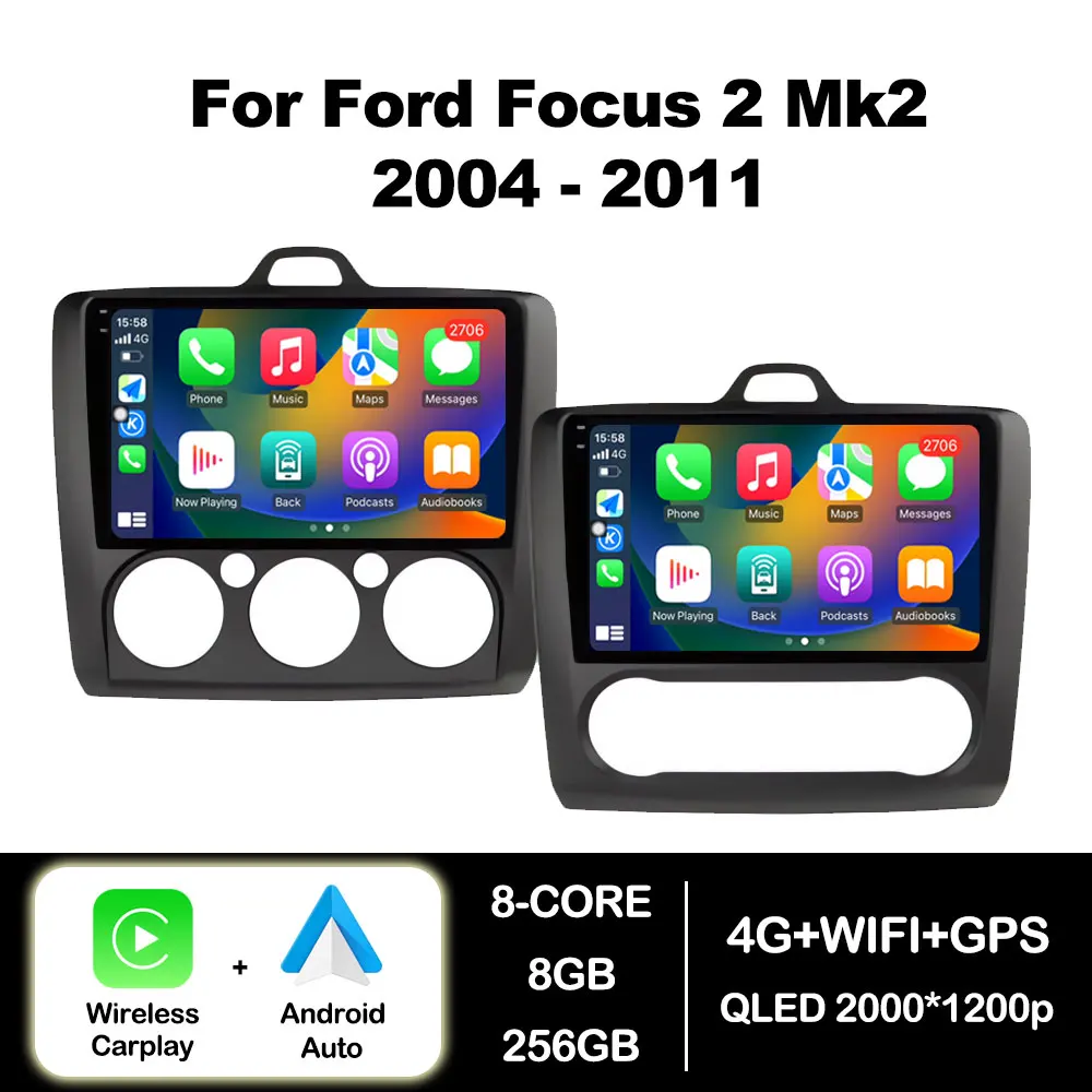 

Автомобильный мультимедийный плеер для Ford Focus 2 Mk2 2004-2011, Android, GPS-навигация, DSP, стерео, 4G, Wi-Fi