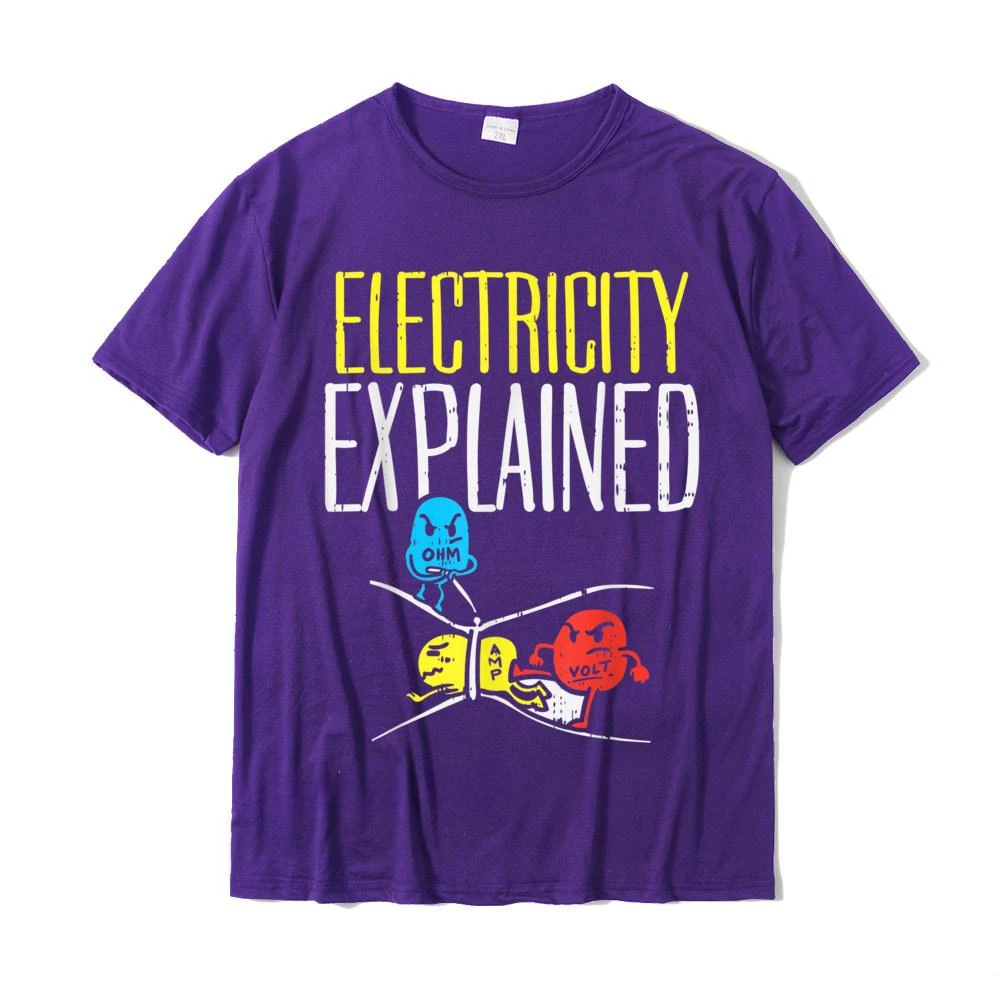 New Arrival Electricity Explained Funny Electrician Teacher Nerd T-Shirt Casual Tops Tees For Male Wholesale Cool Top T-Shirts