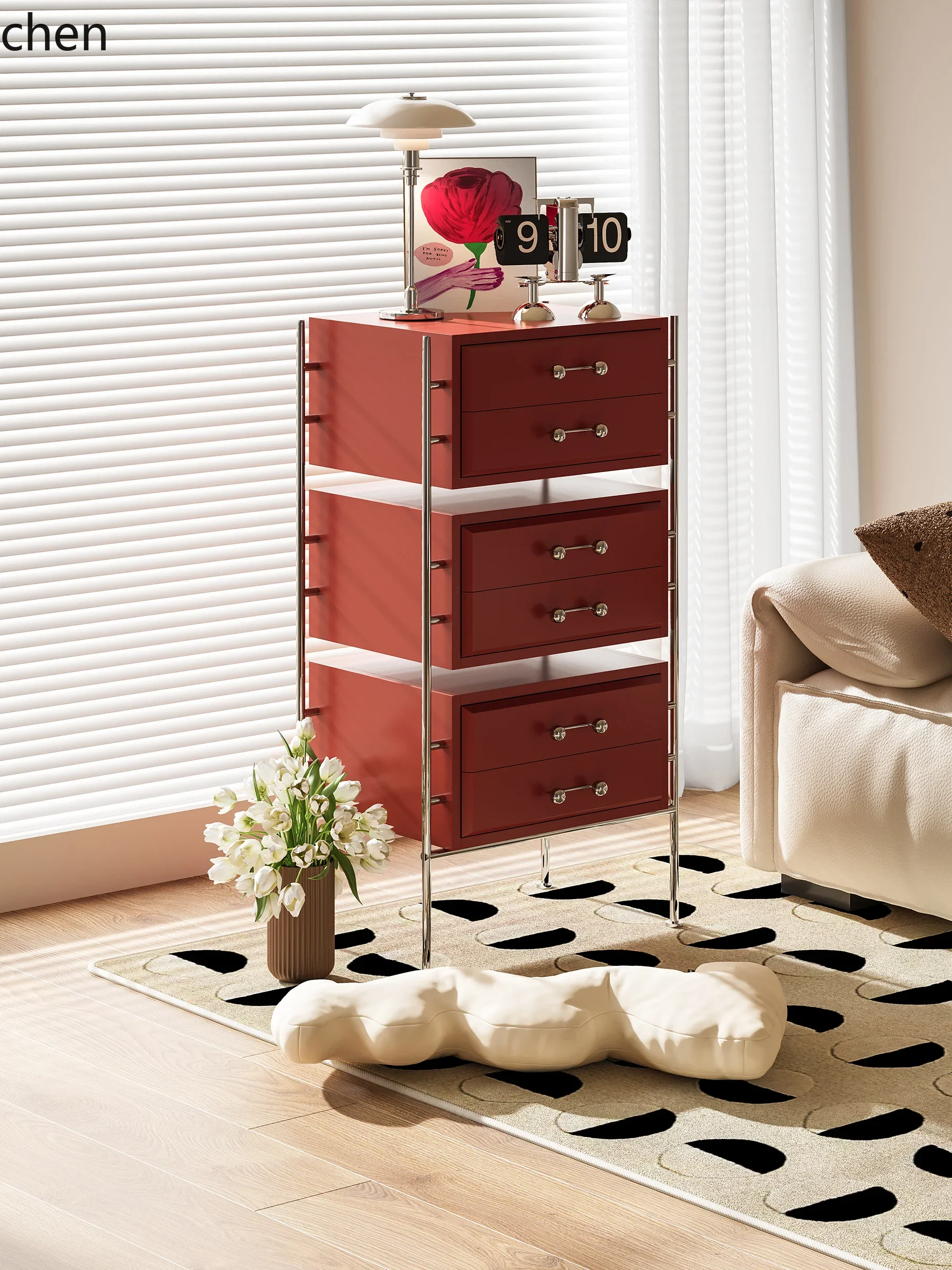 W5.19 metal design sense exquisite wall storage metal modern solid wood cabinet