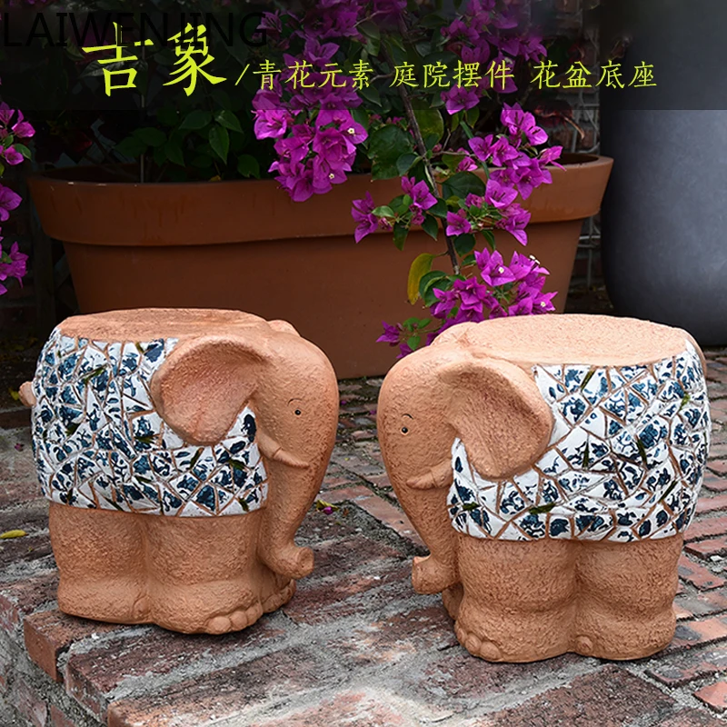 

SGF Elephant Ornament Flower Pot Base New Chinese Landscaping Creative Ornament
