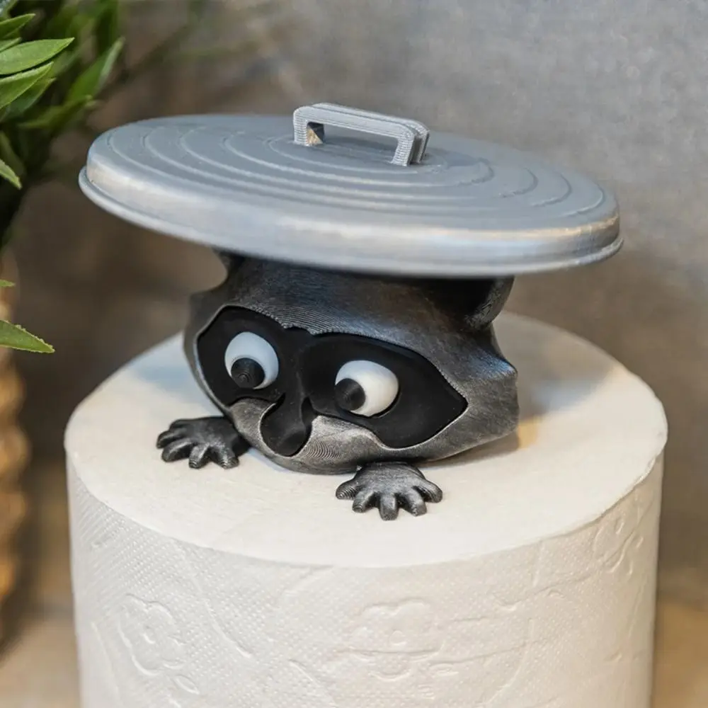 Adorable Animal Design Raccoon Toilet Paper Holder No Drilling Required Wall Mounted Tissue Roll Dispenser