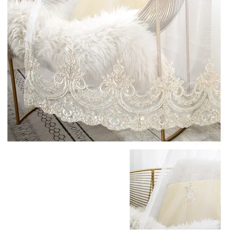 Balcony Bay Window French Princess Lace Star Gauze Curtain Curtain Modern White Embroidered Window Screen Living Room Bedroom