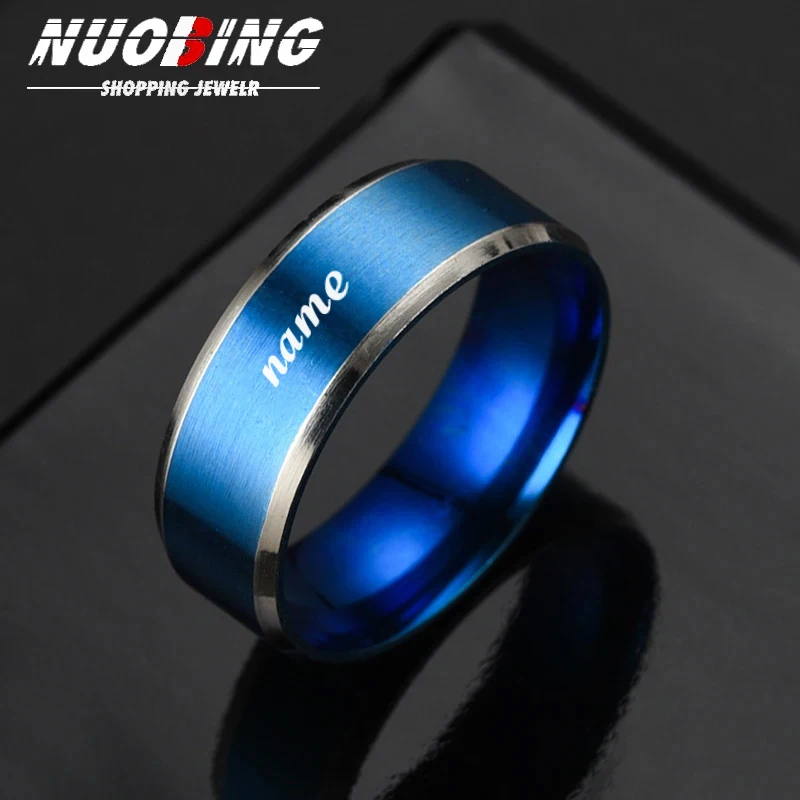 

Модные гравированные персонализированные кольца с именем из нержавеющей стали, кольцо на заказ, ювелирные изделия на годовщину, подарок на день Святого Валентина