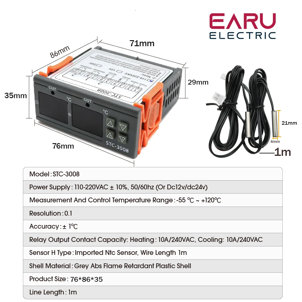 STC-1000 STC-3008 STC-3018 STC-3028 LED Digital Temperature Controller Thermostat Thermoregulator Incubator 12V 24V 110V 220V