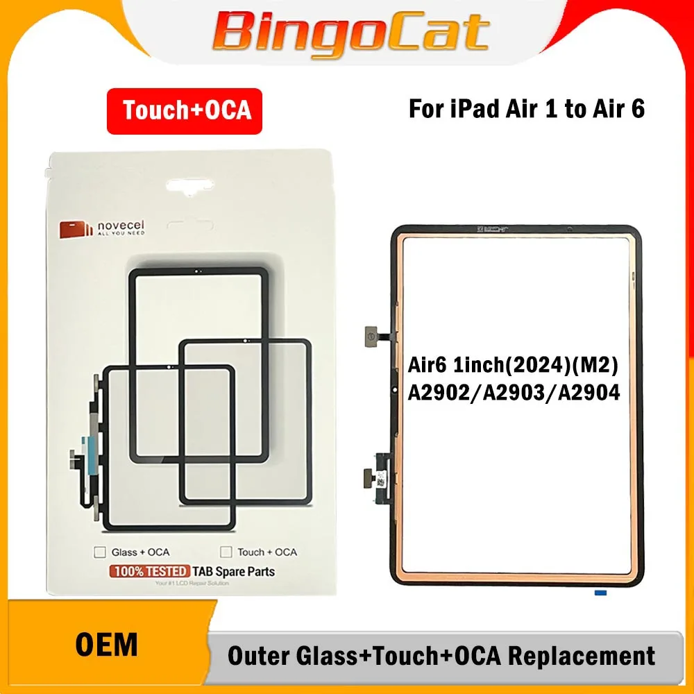 2pc For Apple iPad Air 4 5 6 Air5 2020 2022 2024 A2316 A2589 A2591 A2898 S2902 Touch Screen Digitizer Sensor Outer Glass Panel