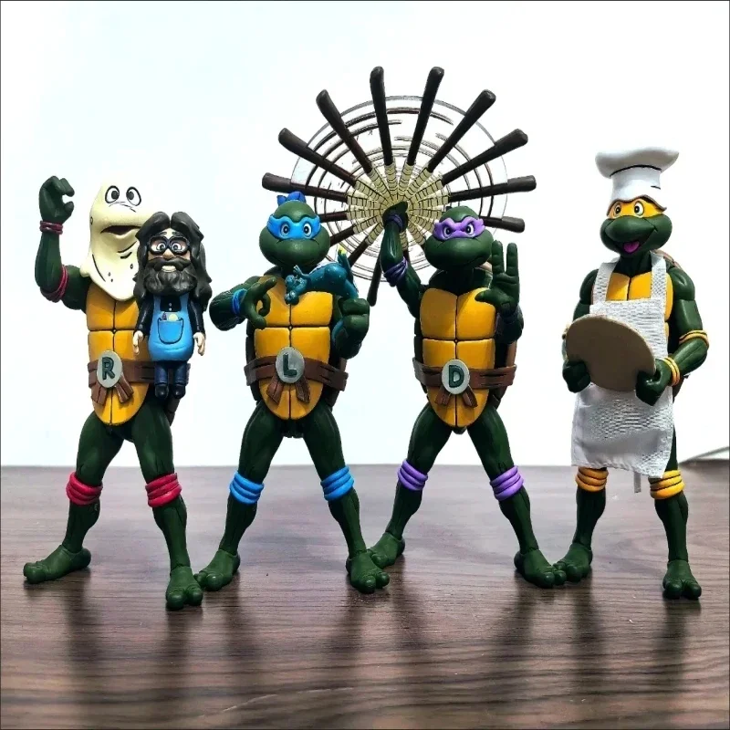 

Новый набор фигурок NECA «Черепашки-ниндзя: Пицца-клуб», 4 шт./компл., Леонардо, аниме-фигурки, модель, игрушки, украшение для книжной полки