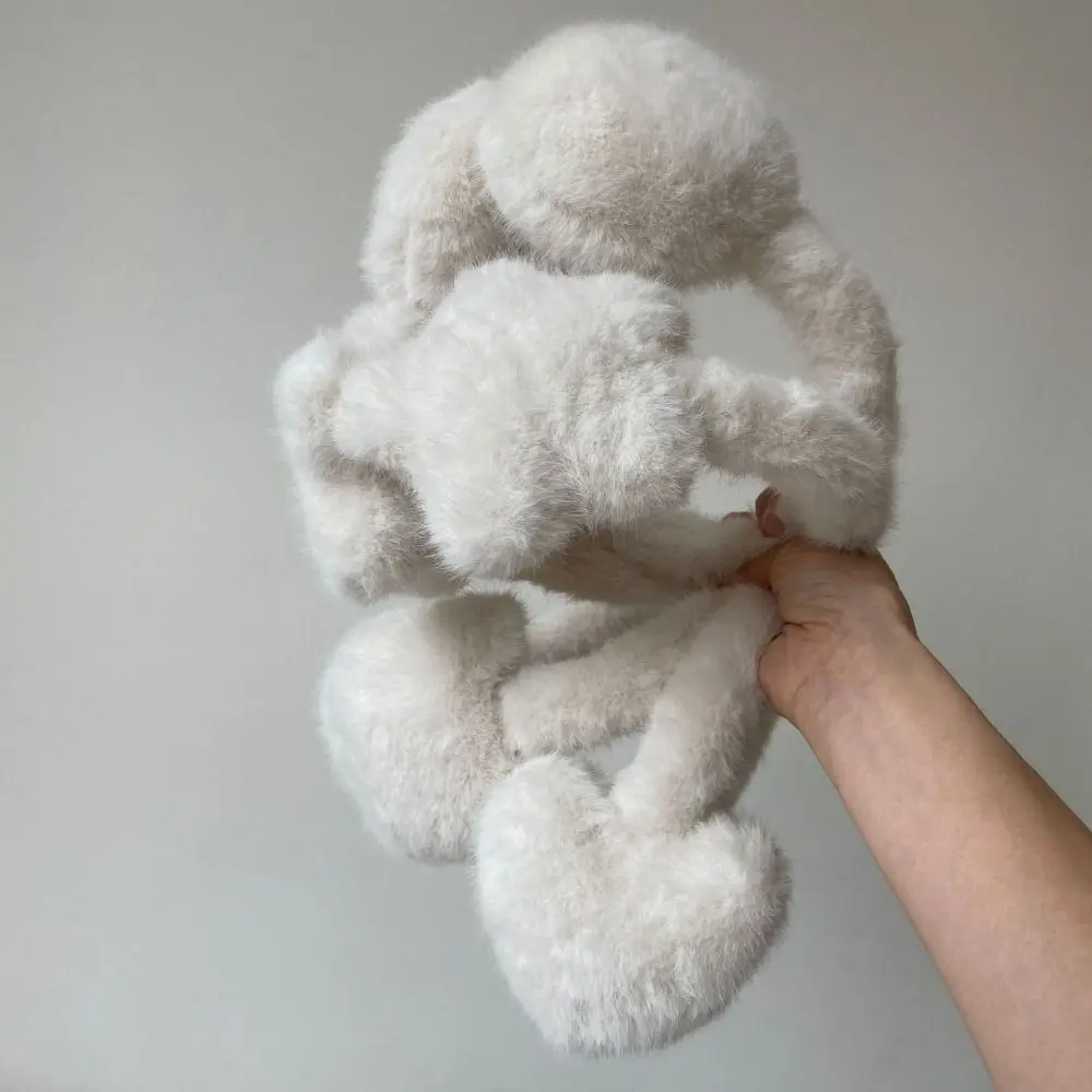 Damen-Accessoires, weiße, flauschige Ohrenschützer, Winter-Gehörschutz, kältebeständige Ohrenschützer, Stern/Herz/Katze-Design, warmer Kopfhörer für den Winter