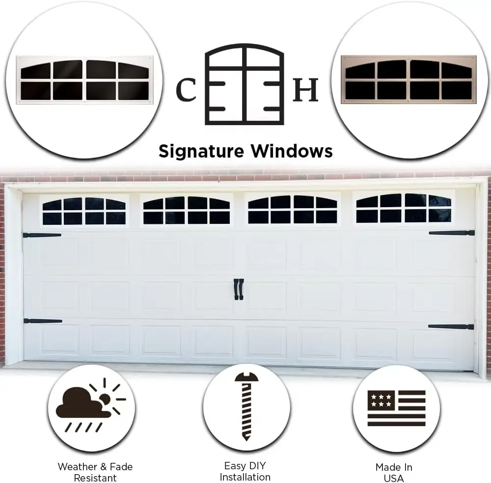 Simulated Garage Door Window Kit - Easy-Install Faux Garage Windows for Two Car Garage