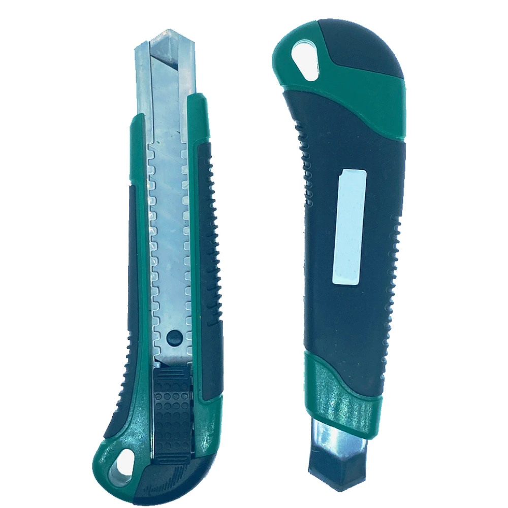 Green Utility Knife Box Cutter with Retractable Blade, Multi-Purpose Compact Knife 18mm Blades Paper Cutting Tool Pocket Knives