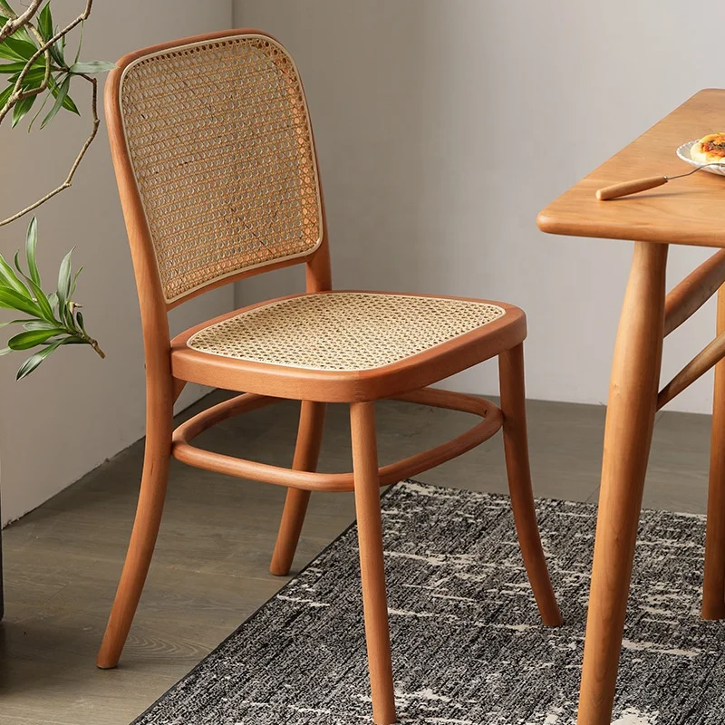 */-*2025 Solid Wood And Cane Combination Leisure Guesthouse Dining Room Chair