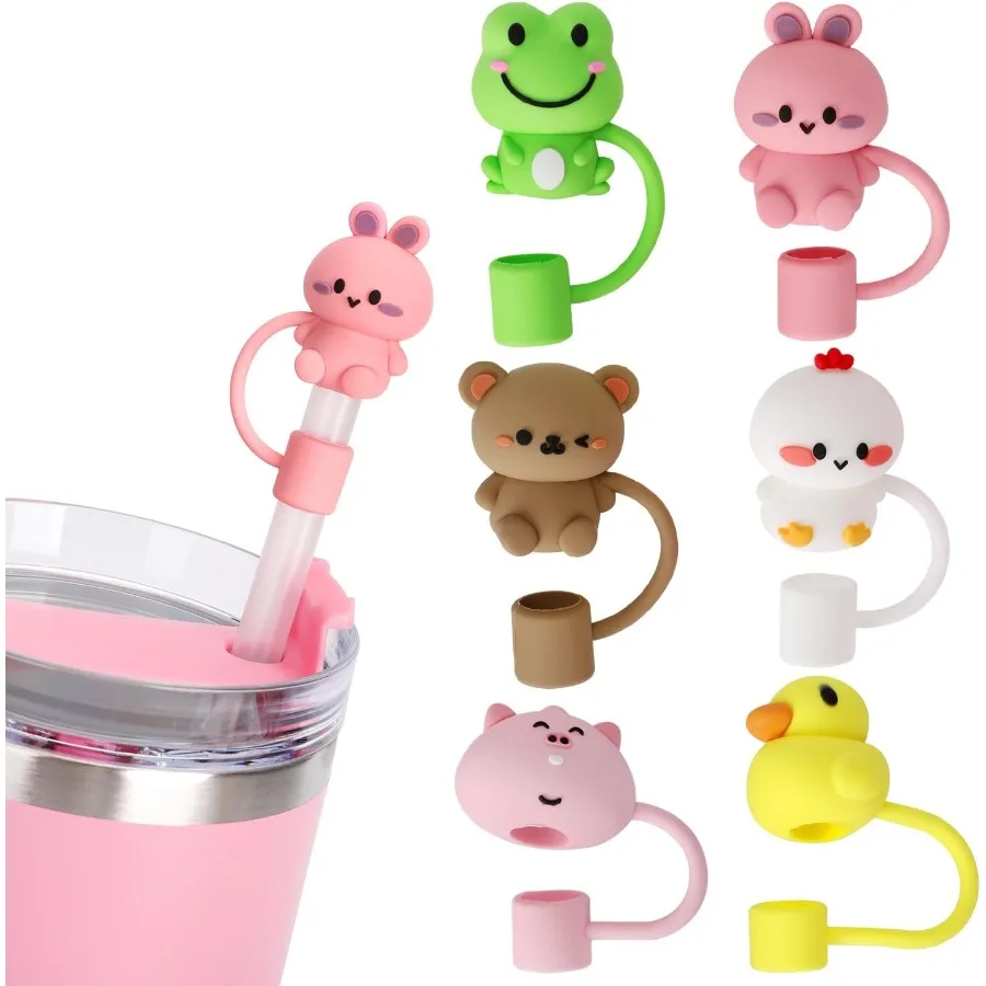 

6Pcs Straw Cover Caps for Stanley Cup 10mm 0.4in Silicone Straw Covers for Stanley 3040 Oz Tumbler DustProof Reusable Stanley c