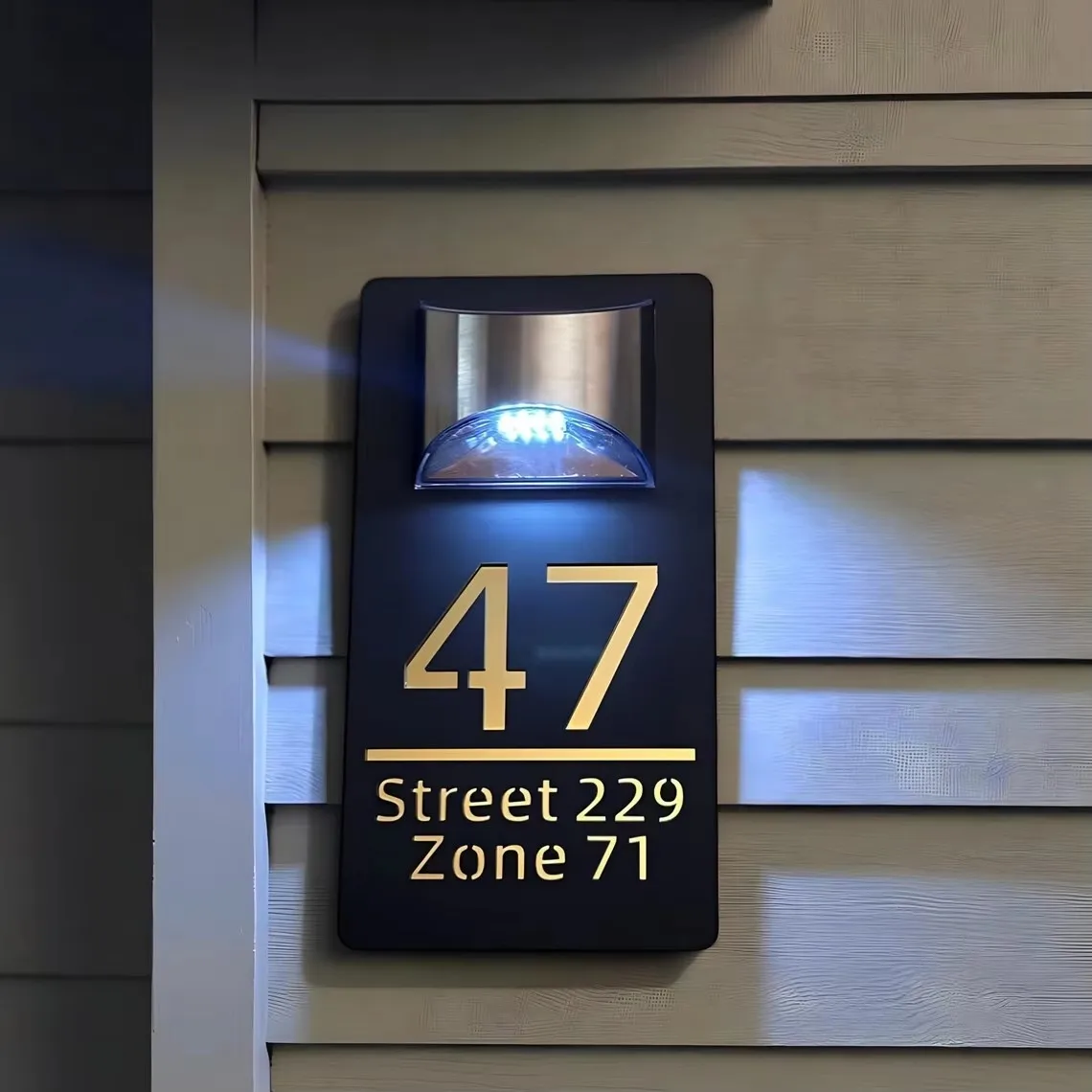 Customized External House Number Light LED Solar House Sign 3D Laser Cutting Acrylic Plate Lighted Street Family Name Door Sign
