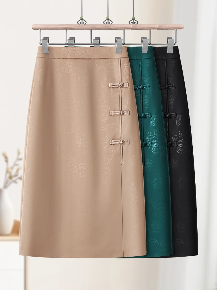 

Новая женская юбка в китайском стиле с вышивкой, завышенной талией, прямого кроя, облегающая, для весны-осени 2026 года