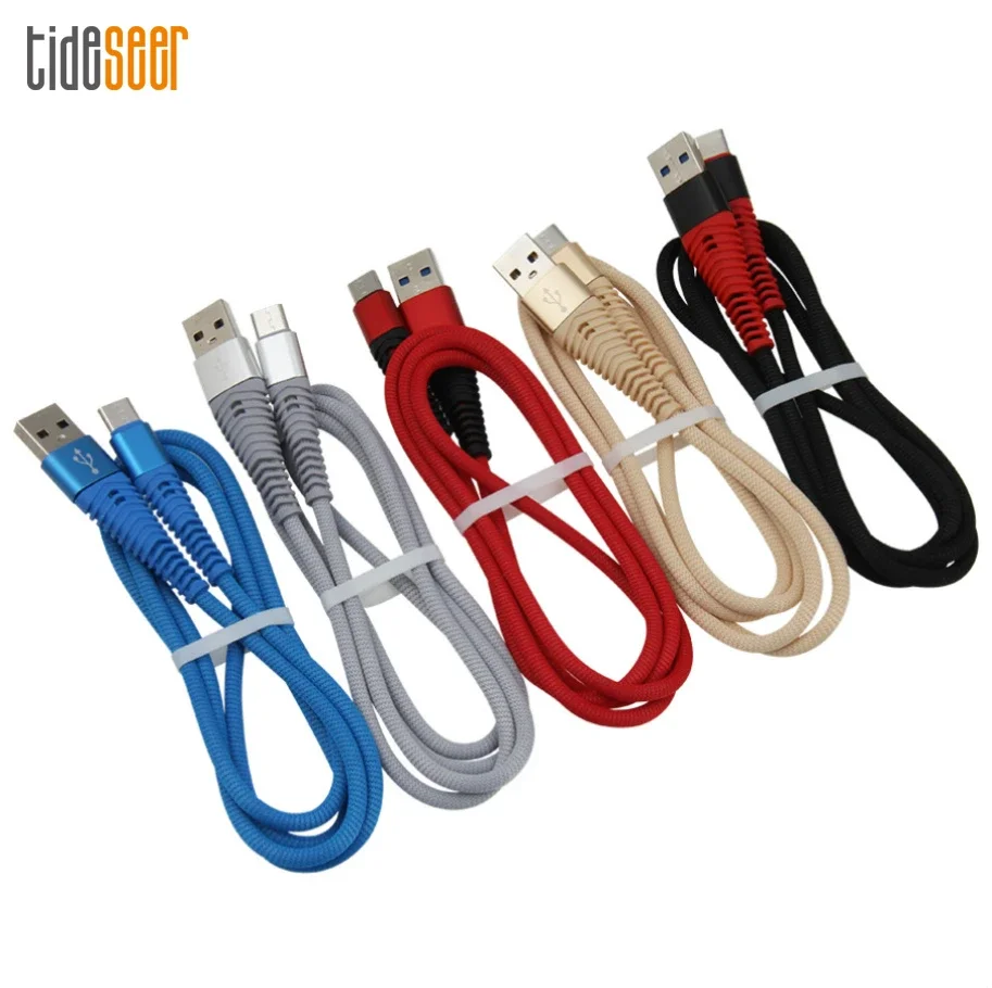 

1000pcs Nylon Type C Micro USB 8Pin Charge Data Cable Fast Charging for iPhone Samsung Redmi Huawei Mobile Phone Charger Cables