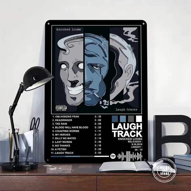 يطرق فضفاض-رابط الضحك ألبوم الفن المعادن المشارك تين علامات جدار الفن رجل الكهف مخصص علامة معدنية للديكور المنزل عصا ديكو #2