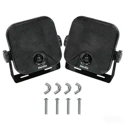 Herdio 4 Inch Heavy Duty Waterproof Boat Marine Box Outdoor Speakers Surface Mounted For Skid Steer ATV UTV RZR Golf Cart Boat