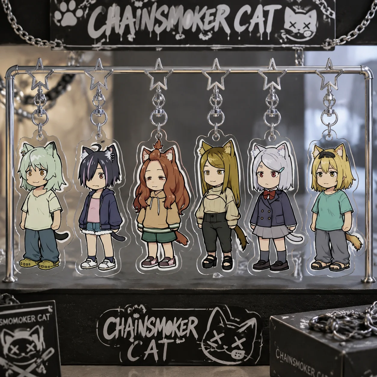 llavero de acrílico de 6 cm de Anime Chainsmoker Cat Yani Neko Manga, diver