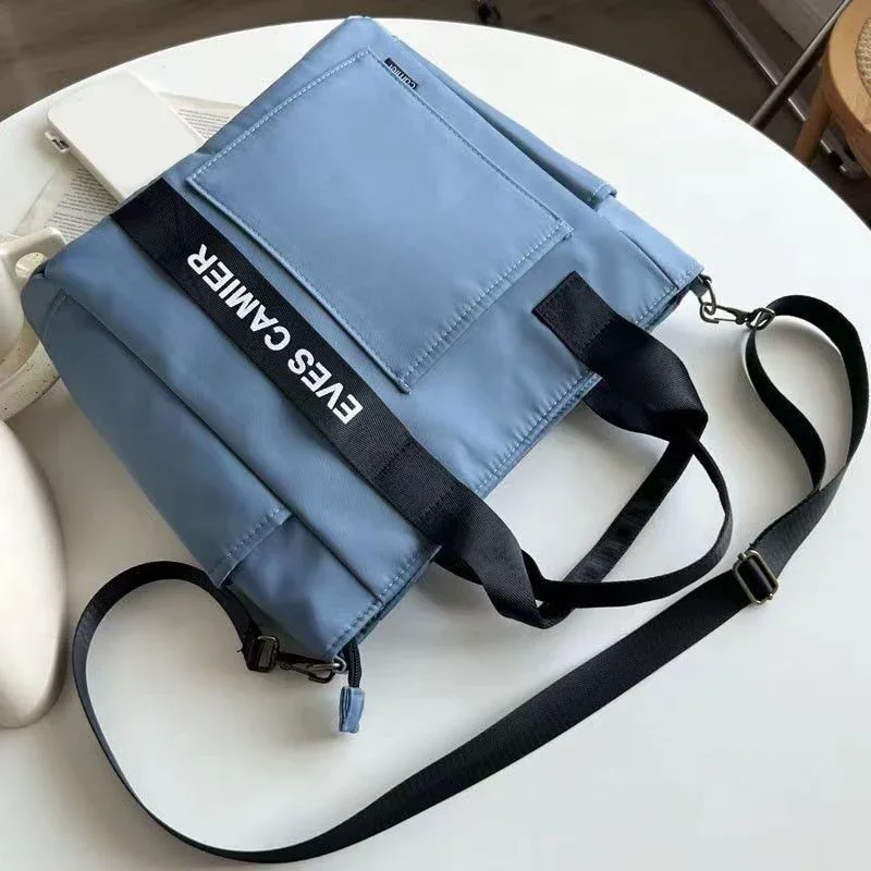 New Casual Tote Large Capacity Shoulder Bag Nylon Waterproof Canvas Handbag Simple Fashion Messenger Bags for School Girl