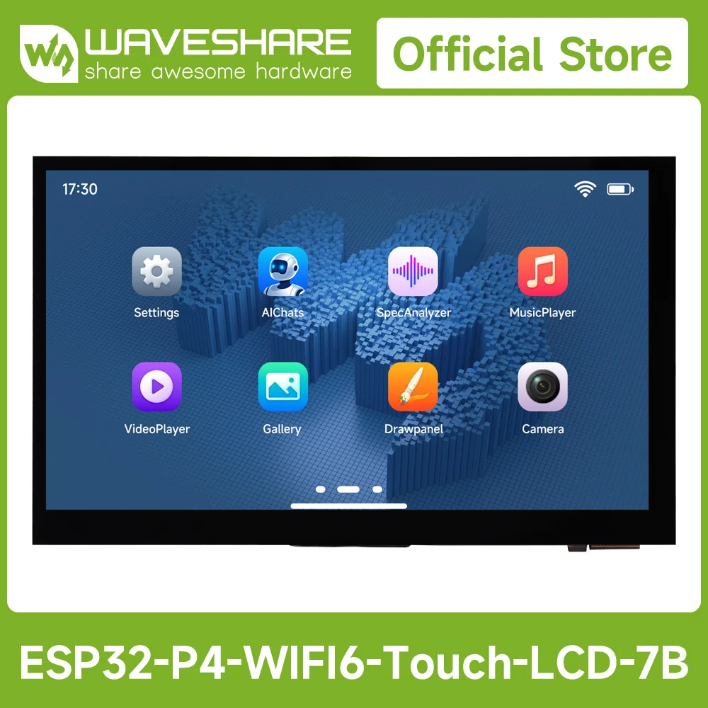 Waveshare ESP32-P4-WIFI6 7inch 5-Point Touch Display Development Board, Based On ESP32-P4 And ESP32-C6, 1024×600 Wi-Fi 6 / BT5
