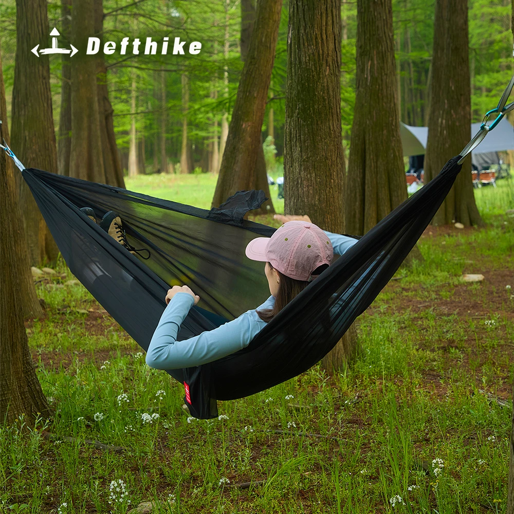 Defthike Portable Rollover Double Camping Hammock Outdoor Travel Hiking Beach Backyard Courtyard Swing Hammock Outdoor Camping
